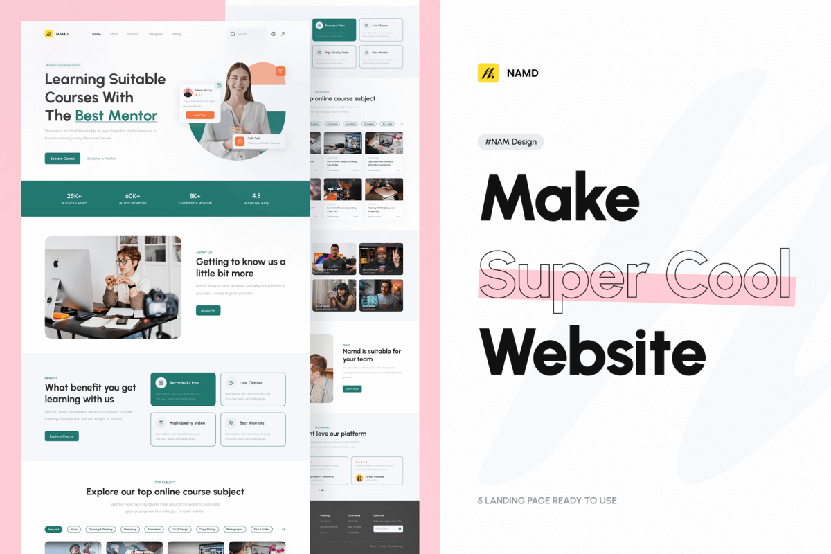 Modern landing page design created with LandKit UI kit, showcasing clean layouts, bold typography, and creative web elements.