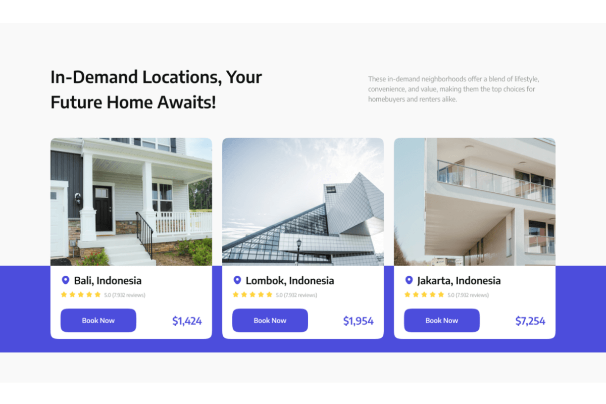 Real estate agency web design showcasing modern property listings, clean layout, and user-friendly interface.
